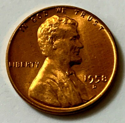 #ad 1958 D Lincoln Wheat Penny UNC Beautiful Red Tone. Combined Shipping. $1.29