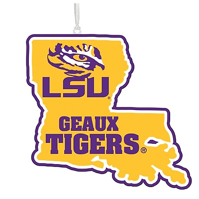 #ad LSU Tigers Logo State Outline Wood Ornament 5quot; Team Sports America $14.99
