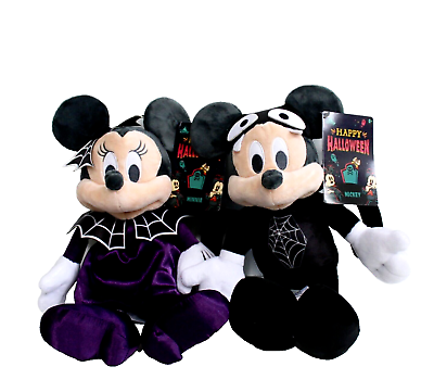 #ad Mickey Mouse amp; Minnie Mouse Halloween Plush Set 11quot; Spider amp; Black Widow $59.00