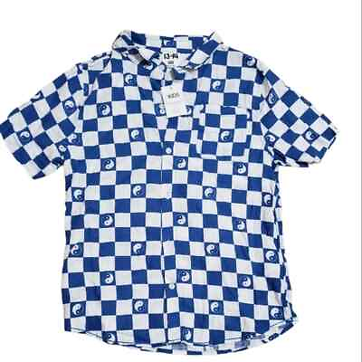 #ad Cotton On Kids Resort Retro Blue Yin Yang Short Sleeve Shirt NEW Boys Size 13 14 $20.00