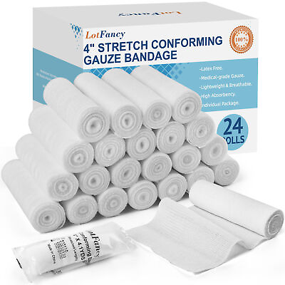 #ad Gauze Rolls Pack of 24 4quot; x 4.1 Yards Individually Wrapped First Aid Bandages $10.99