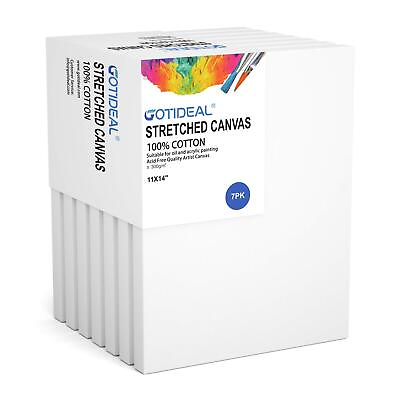 #ad Stretched Canvas 11x14quot; Inch Set of 7 Primed White 100% Cotton Artist Canva... $38.12