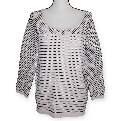 #ad Karl Lagerfeld Paris Women#x27;s Medium Peach And Black Textured Stripe Knit Sweater $27.99