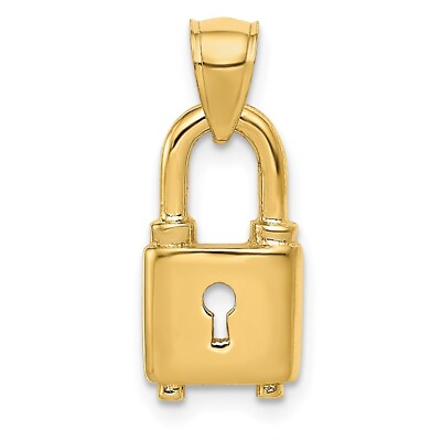 #ad Real 14K Yellow Gold Polished Lock Charm; Women amp; Men $125.43