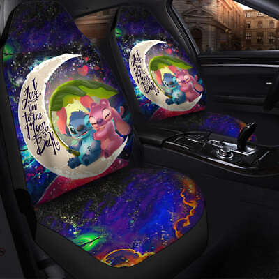 #ad Stitch Angel Love I You To The Moon And Back Galaxy Car Seat Covers $49.48