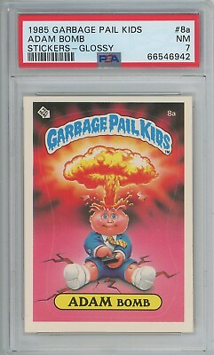 #ad 1985 Topps OS1 Garbage Pail Kids Series 1 ADAM BOMB 8a GLOSSY Card PSA 7 NM $569.95