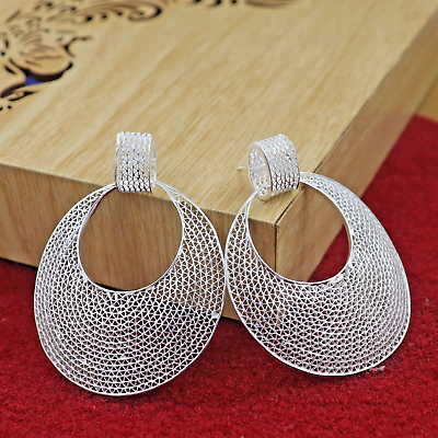 #ad Exquisite Women 925 Silver Ear Stud Dangle Gift Earrings Wedding Party Jewelry $148.00