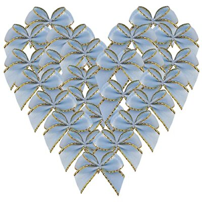 #ad 50pcs 1 Inch Mini Light Blue Satin Ribbon Bows for Crafts Small Bows for Chri... $16.52