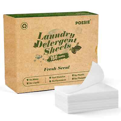 #ad Laundry Detergent Sheets Fresh Scent Eco Friendly 160 Sheets Clear Plastic Free $13.04