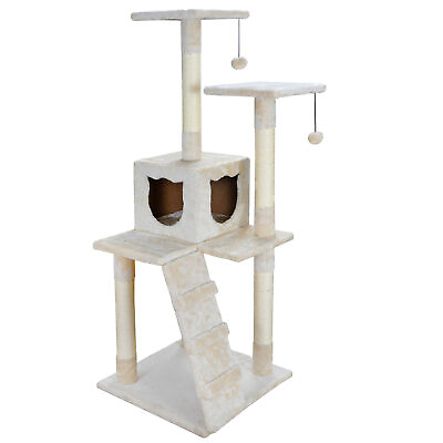 #ad 52quot; Furniture House Sisal Scratching Cat Tree Multi Level Kitten Tower Pet Condo $40.58