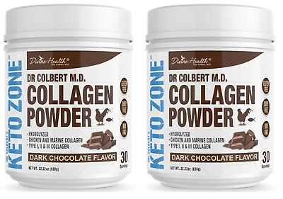 #ad Divine Health Dr. Colbert#x27;s Keto Zone Chocolate Collagen 22.22 oz Pack of 2 $79.99