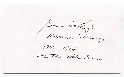 #ad Gene Washington Signed 3x5 Index Card Autograph Minnesota Vikings Pro Bowl $20.00