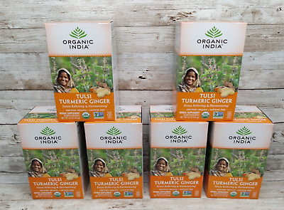 #ad Case of 6 Boxes 108 Total Bags Organic India Tulsi Turmeric Ginger India Tea $22.45