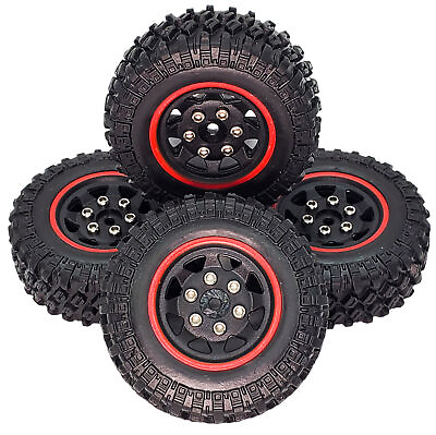#ad NHX RC 1.0#x27;#x27; Plastic Wheel amp; Soft Tire 4 Red : SCX24 $16.95