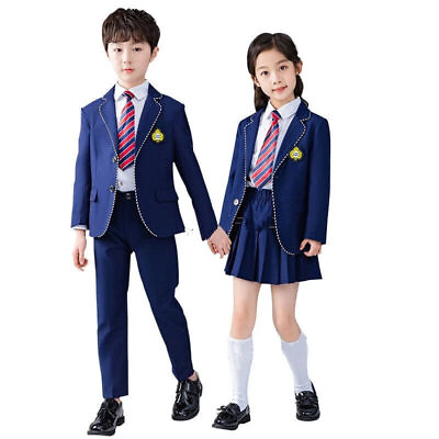 #ad Boys School Uniform Girls Navy Jacket Skirt Shirt Tie Suits Formal Dress Sets AU $57.99