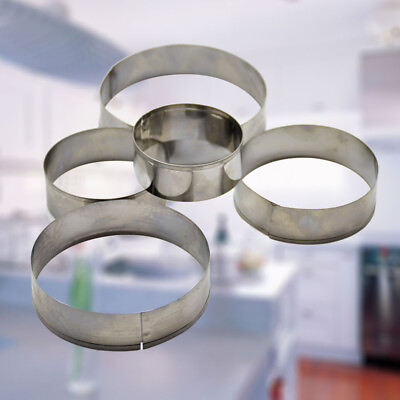 #ad 5 Pcs Stainless Steel Cookie Cutter Molds Set Round Shapes DIY Chocolate Moulds $8.54