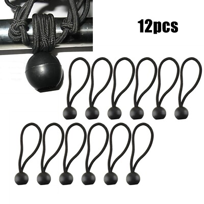 #ad 12pcs Black Tent Elastic Rope Trampoline Strapping Rope Bouncy Ball Elastic Rope $11.09
