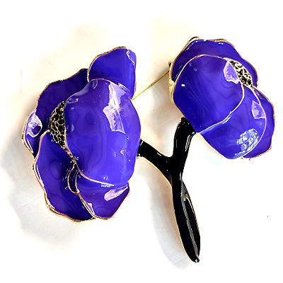 #ad Brooch Of Design Shaped Flowers IN Enamel Purple Design Enamel Flower Brooch $30.06
