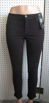 #ad Express Ladies Black Crop Jeans Mid Rise Fitted Legs Size 0 10 $16.99