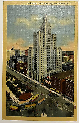 #ad #ad Providence Rhode Island Aerial Industrial Trust Vintage Linen Postcard c1930 $7.16