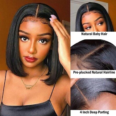 #ad #ad As Human Hair Lace Front Wig Straight Short Bob Wigs for Women Synthetic 14inch $28.02