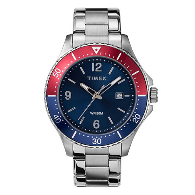 #ad Timex Men#x27;s TW2U29000 Diver Inspired 43mm Case Stainless Steel Blue Dial Watch $49.95