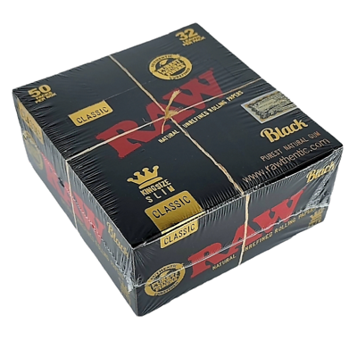 #ad Raw Black Classic King Size Slim Natural Rolling Papers 50 Packs Box AUTHENTIC $37.89