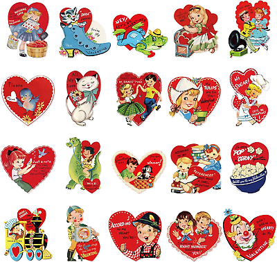 #ad 20PCS Vintage Valentines Day Cutouts Retro Valentine Victorian Cut Outs Cardboar $21.99