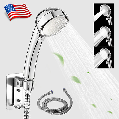 #ad Shower Head High Pressure 3 Settings Spray Handheld Shower heads with hose 5 Ft $9.59