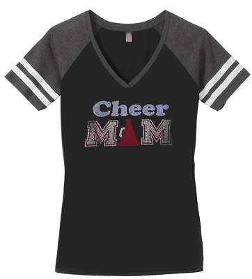 #ad Women#x27;s Cheer Mom Cheer leading T Shirt Ladies Shirt S 4XL V Neck $26.99