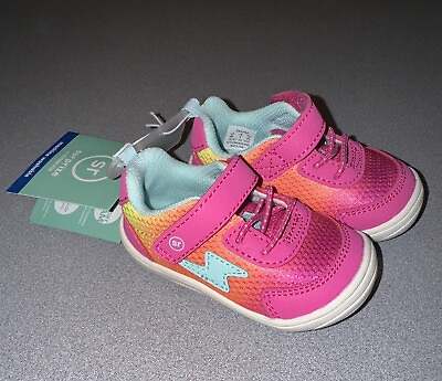 #ad Stride Rite Suprise Toddler Girl Size 4 Neon Pink Orange Dwayne Sneakers Shoes $19.00