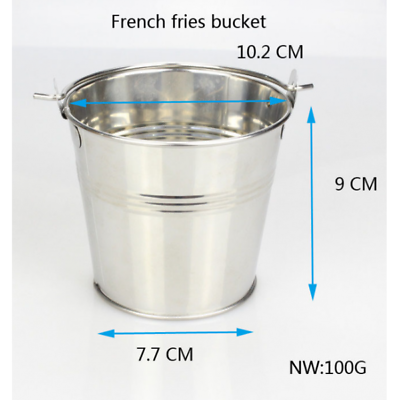 #ad Stainless Steel Mini Bucket Frying Chicken French Fries Tin Pails Silver $10.16