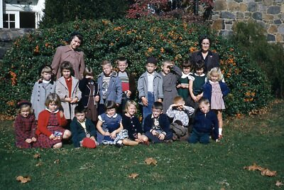 #ad Kodak 35mm Slide 1950s Red Border Kodachrome Young Kids Class Picture $23.99