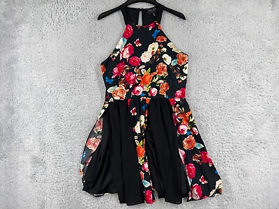 #ad Romeo Juliet Dress Womens Small Black Floral Roses Sleeveless Cold Shoulder $18.69