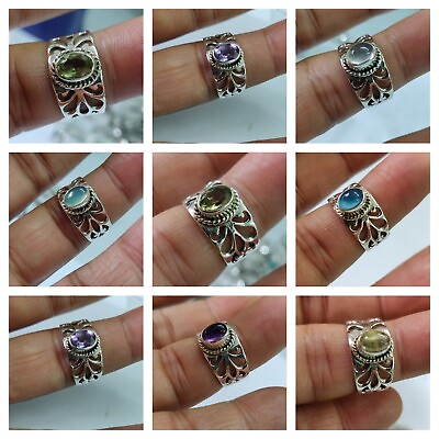 #ad Natural Gemstones 925 Solid Sterling Silver Fine Gift Rings All Sizes Available $16.01