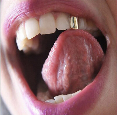 #ad Gold Tooth Cap Custom Fit Hip Hop Grillz With Silicone Mold Universal Fake teeth $9.95