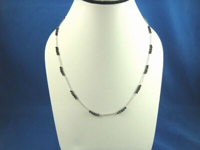 #ad Black Diamond Beads Necklace 4.7 Grams UNIQUE CONTEMPORARY DESIGN 4mm 18 inches $189.99