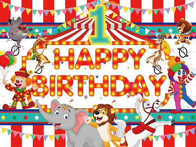 #ad Carnival Circus 1st to 9th Birthday Backdrop Banner Vinyl Party Supplies 7x5ft $23.98