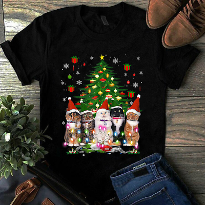 #ad Cat Christmas Funny Shirt Meowy Christmas Tree Cat T Shirt $26.95