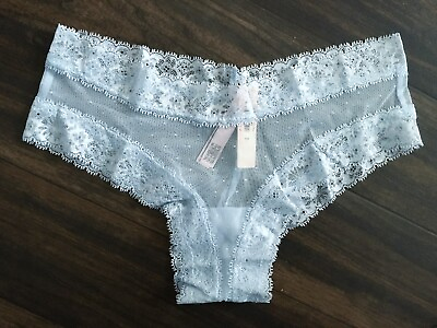 #ad Nwt Victorias Secret The Lacie Floral Frenzy Cheeky Panty Light Blue XL $19.99