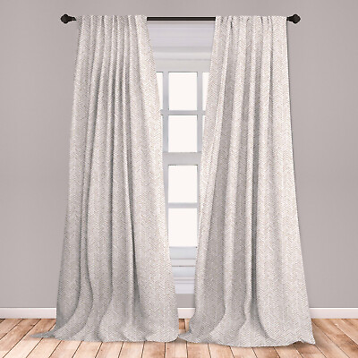 #ad Herringbone Microfiber Curtains 2 Panel Set Living Room Bedroom in 3 Sizes $28.99