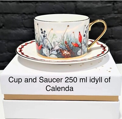 #ad Lomonosov Imperial Porcelain tea cup saucer Idyll Of Calenda 250 ml $89.00
