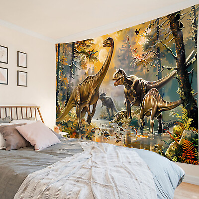 #ad Ancient Forest Tropic Jungle Wild Dinosaur Tapestry for Bedroom Living Room Dorm $14.99