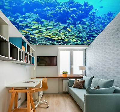 #ad 3D Blue Ocean Fish NA3151 Ceiling WallPaper Murals Wall Print Decal AJ US Fay $296.99