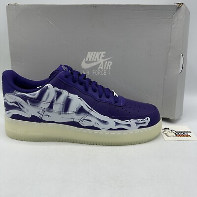 #ad Nike Air Force 1 Low #x27;07 QS Purple Skeleton Halloween Size 11 Right Shoe Only $129.99