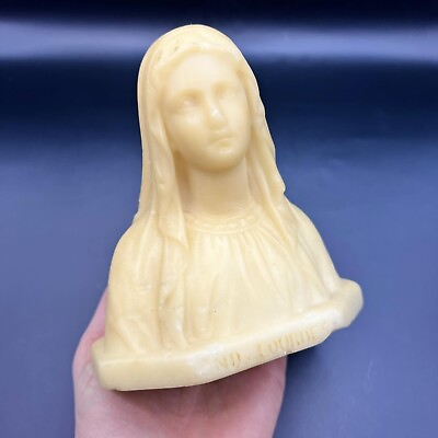 #ad Vintage Wax Bust Figurine Statue Virgin Mary from Norte Dame of Lourdes $110.00