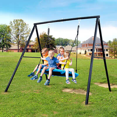 #ad 440lbs Outdoor Metal A Frame Heavy Duty Swing Set Kids Adult Backyard Swing Set $135.40