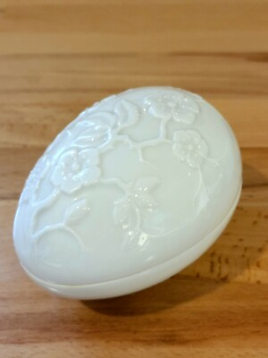 #ad Limoges Chamart France Porcelain Egg Trinket Box Cherry Blossom Motif $18.00