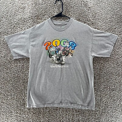 #ad Walt Disney Works Shirt Youth Extra Large Grey Hanes Cotton 2008 Kids Parks Logo $11.95