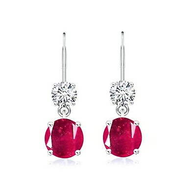 #ad 2.12Ct AA Natural Burmese Red Ruby amp; IGI Certified Diamond In Earrings 14KT Gold $349.00